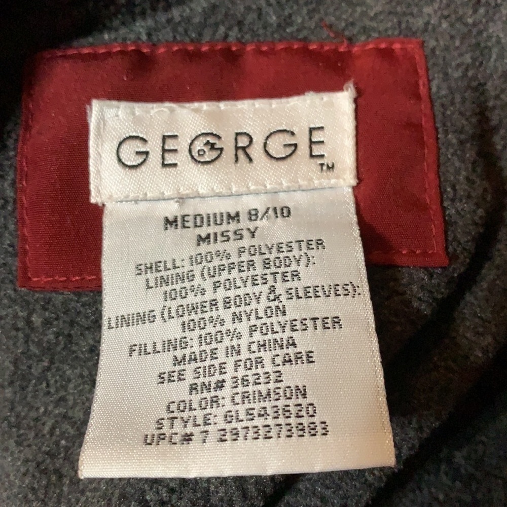 Women’s George brand Red quilted jacket Size Medium (8/10) very good condition. - Picture 4 of 5